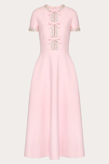 Vestido Midi con Cierre Trasero y Nudo Decorativo para Mujer | Ideal para Eventos Formales