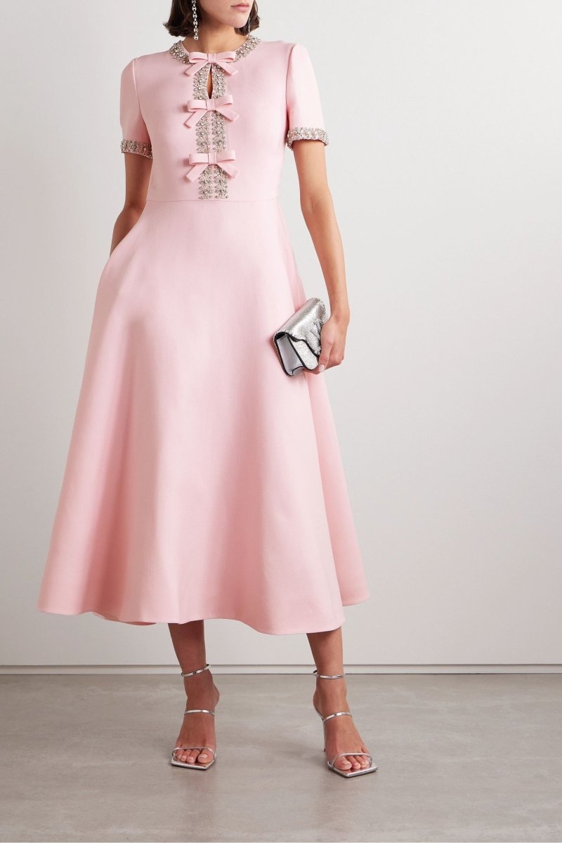 Vestido Midi con Cierre Trasero y Nudo Decorativo para Mujer | Ideal para Eventos Formales