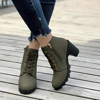 Botines de Invierno con Cordones y Cremallera Lateral para Mujer | Ideal para Invierno