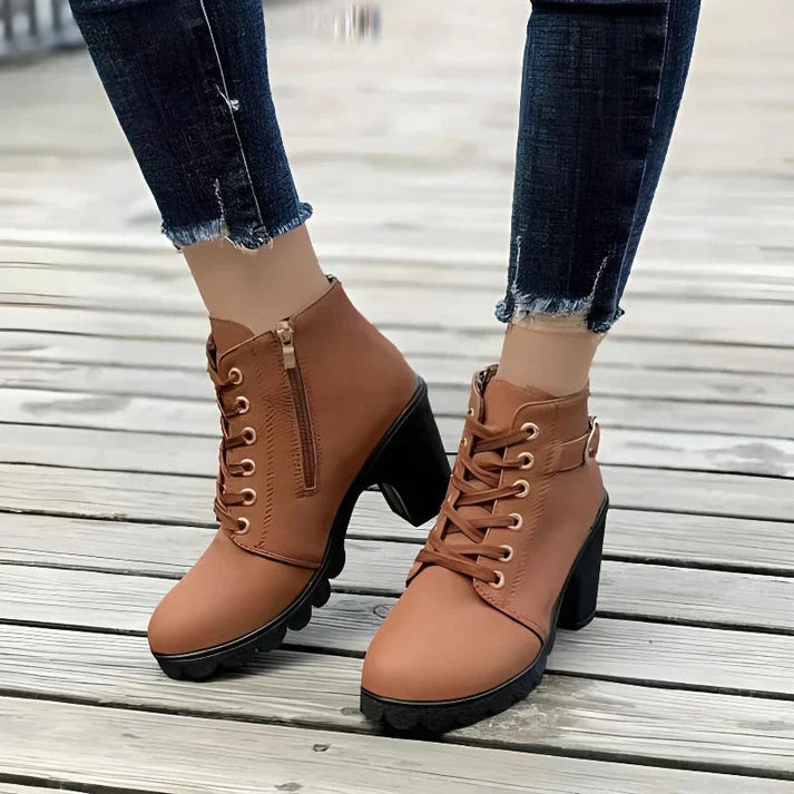 Botines de Invierno con Cordones y Cremallera Lateral para Mujer | Ideal para Invierno