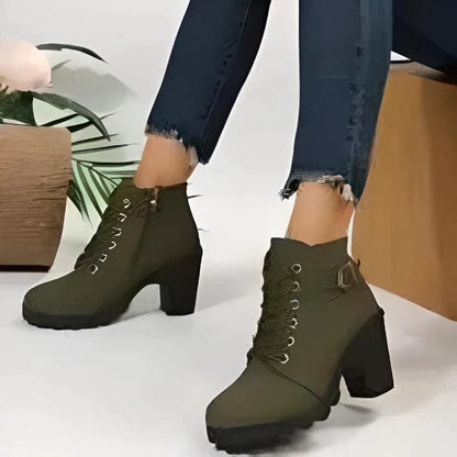Botines de Invierno con Cordones y Cremallera Lateral para Mujer | Ideal para Invierno